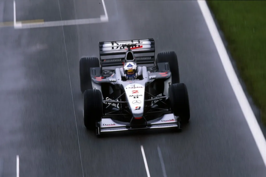 Silver Arrow at Silverstone: David Coulthard in the McLaren-Mercedes MP4-15 at the British Grand Prix in 2000.