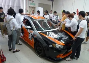 TOC Motorsports Team's Proton Satria Neo R3 was the star attraction with Ajou Motor College students