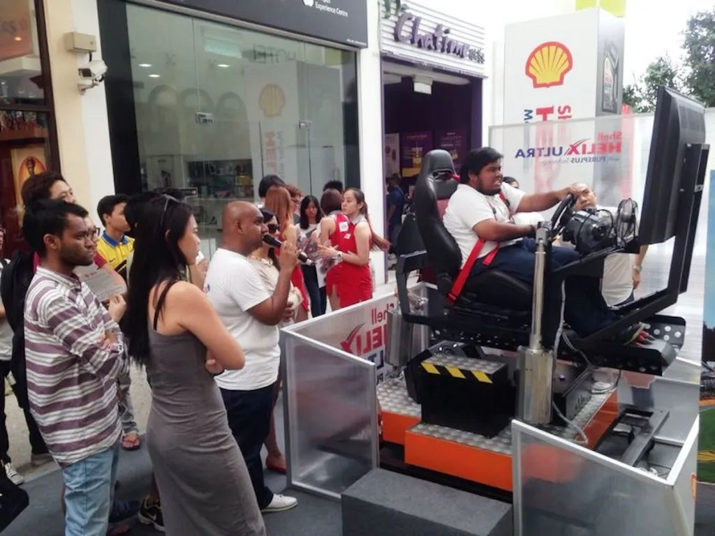 Participate in the exciting Shell Helix Time Attack Challenge on a 3D Motion Simulator