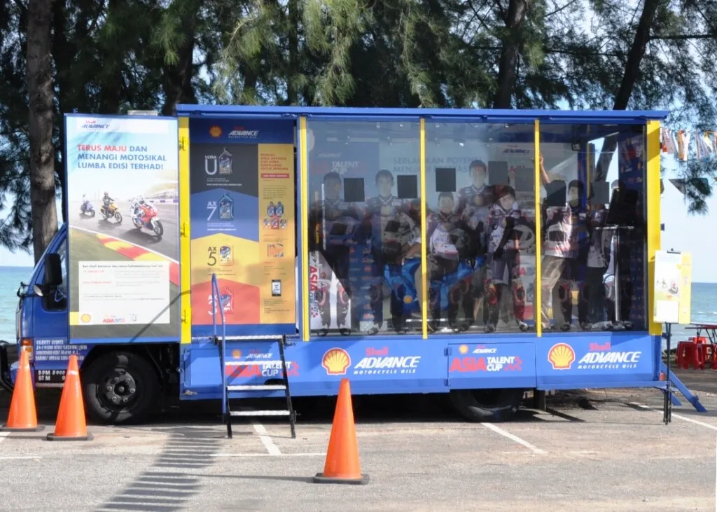 Shell Advance On Wheels Truck is equipped with a Bike Simulator