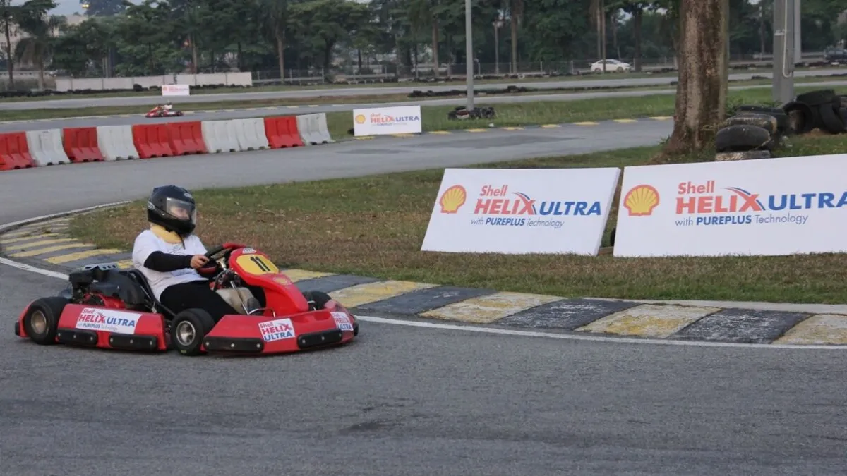 One of the finalists taking a sharp corner during the go-kart challenge