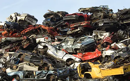 demolished Cars and scrap metal ready to be shipped - amsterdam