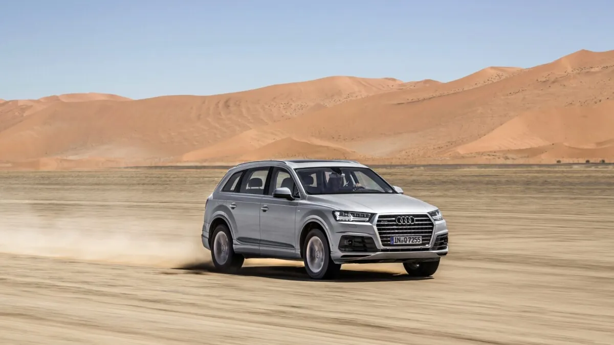At the beginning of April, the new Audi Q7 was in Namibia for the Last Approval Drive. On the final approval drive, Prof. Dr. Hackenberg and his chief development engineers from Technical Development performed the last fine-tuning of the Audi Q7. Prof. Dr. Ulrich Hackenberg, Board Member for Technical Development at AUDI AG: The new Q7 also marks the debut of the second-generation modular longitudinal platform, the Audi technology matrix for models with longitudinally mounted engines. Efficient development and manufacturing provide Audi with the flexibility to offer new technologies and drive variants. The new Audi Q7 is a statement of our competence. With up to 325 kilograms (716.5 lb) less weight, it sets the benchmark among the competition. It is up to 28 percent more fuel efficient and is equipped with the latest assistance systems, infotainment modules and connect features.