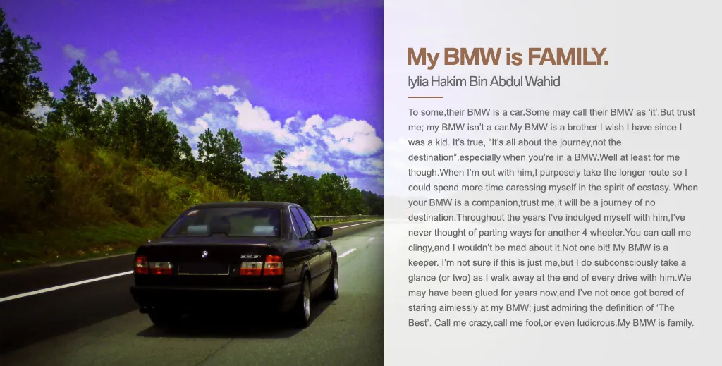 2. My BMW is Family - Iylia Hakim Bin Abdul Wahid