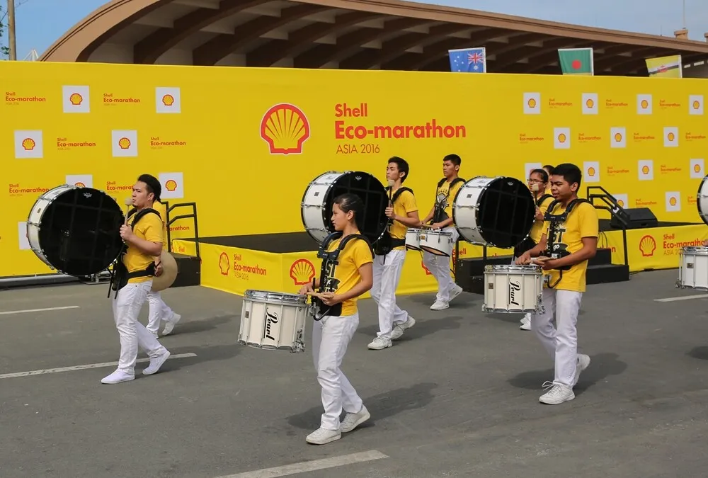 A band plays at the opening ceremony during day two of the Shell Eco-marathon Asia, in Manila, Philippines, Friday, March 4, 2016. (Kay Edwards/AP Images for Shell)