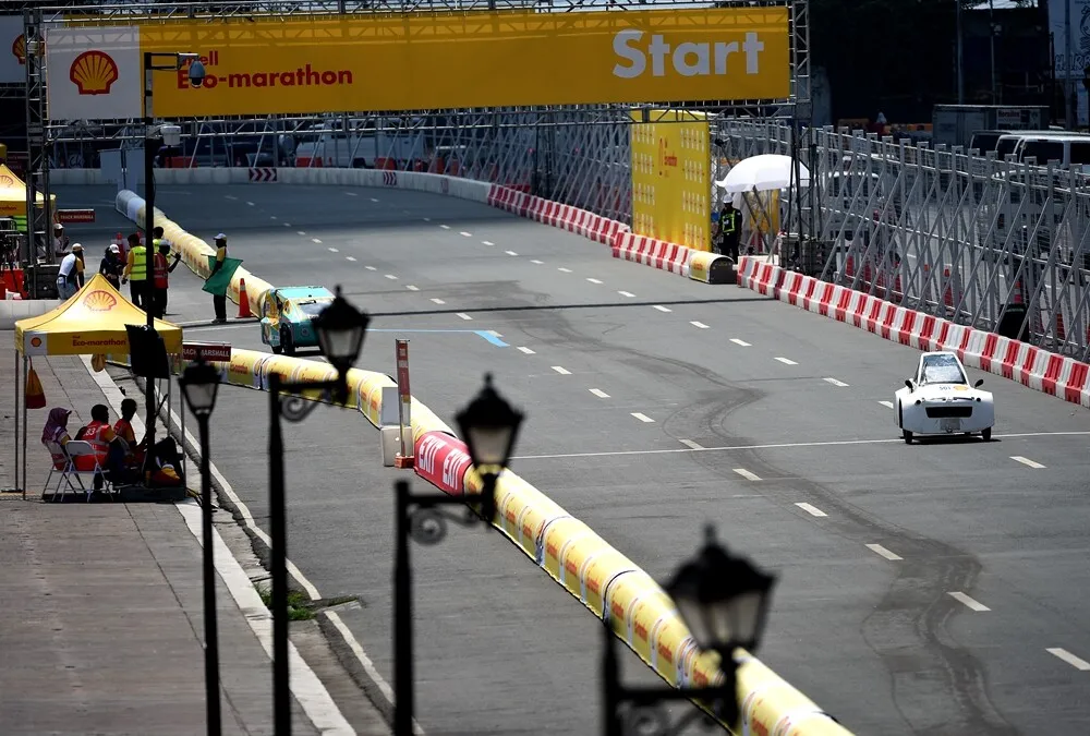 The Cikal ethanol, #501, a ethanol UrbanConcept vehicle from team Cikal ethanol at the Institut Teknologi Bandung in Bandung, Indonesia, runs on the track during day three of the Shell Eco-marathon Asia in Manila, Philippines, Saturday, March 5, 2016. (Jinggo Montenejo  via AP Images)