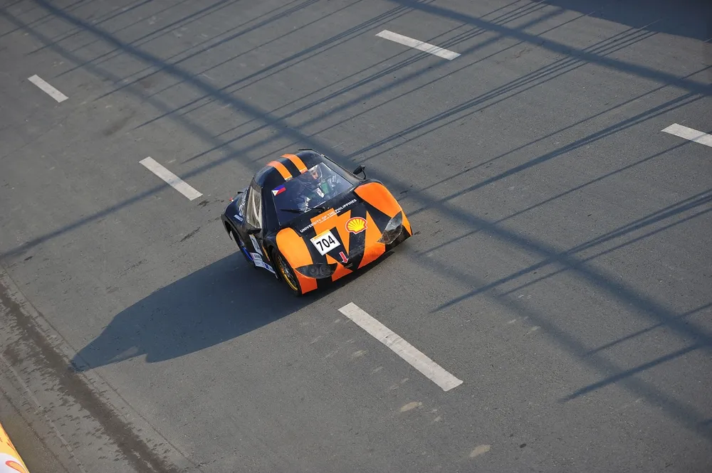 The Liwanag, #704, a battery electric UrbanConcept vehicle from Team UP at the University of the Philippines - Diliman in Quezon City, Philippines, runs on the track during day three of the Shell Eco-marathon Asia in Manila, Philippines, Saturday, March 5, 2016. (Jinggo Montenejo  via AP Images)