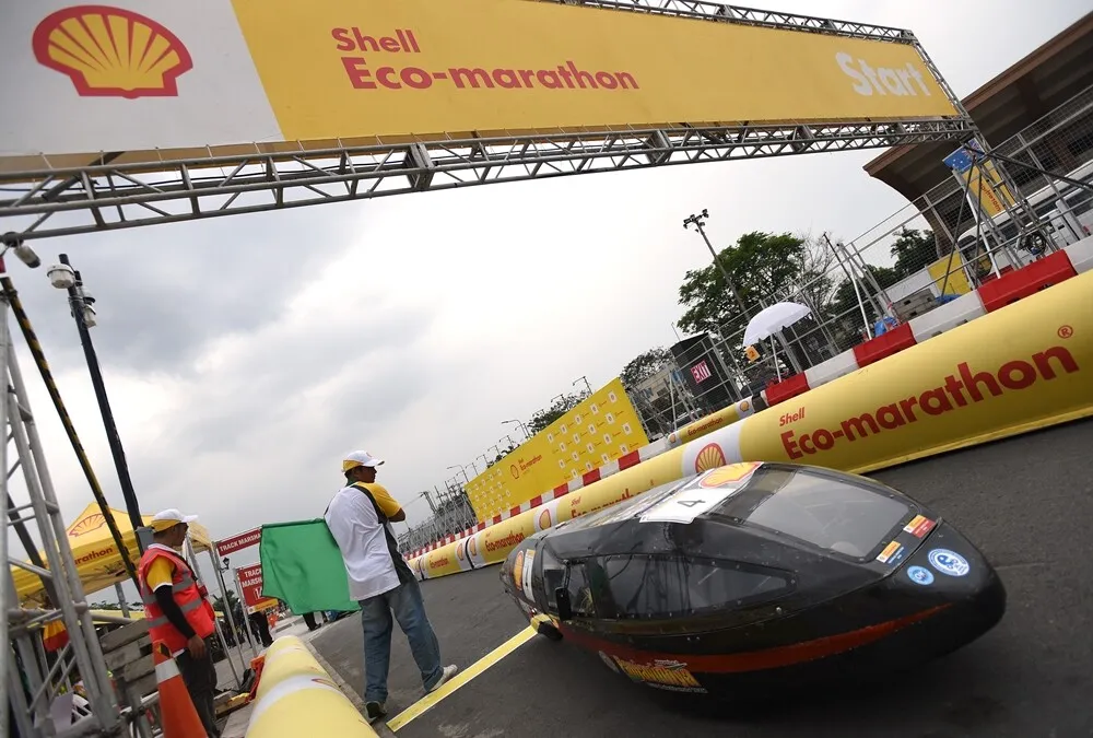 The PANJA, #4, a ethanol prototype vehicle from team HOW MUCH ethanol at the Panjavidhya Technological College in Pathum Thani, Thailand, on the track during day two of the Shell Eco-marathon Asia, in Manila, Philippines, Friday, March 4, 2016. (Jinggo Montenejo/AP Images for Shell)