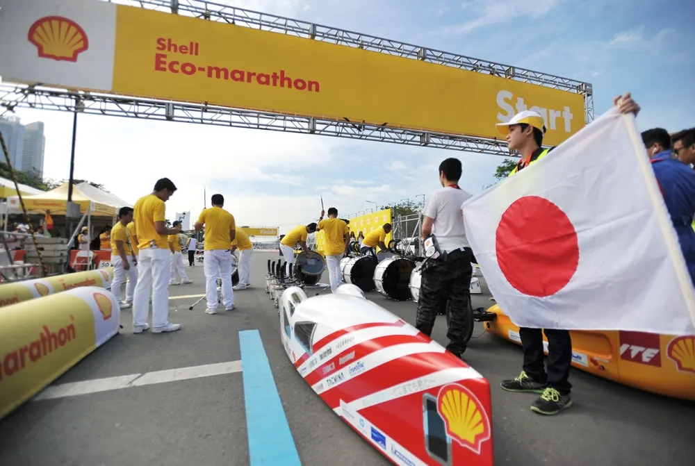 Participants line up for the opening ceremony  during day two of the Shell Eco-marathon Asia, in Manila, Philippines, Friday, March 4, 2016. (Jinggo Montenejo/AP Images for Shell)