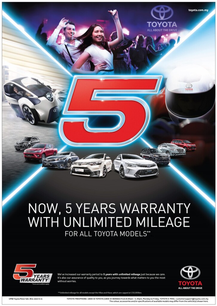 5 year unlimited mileage warranty for Toyota & Lexus vehicles