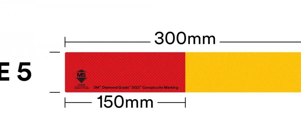 3M Diamond Grade Conspicuity Marking Red/Yellow Lorry Reflective