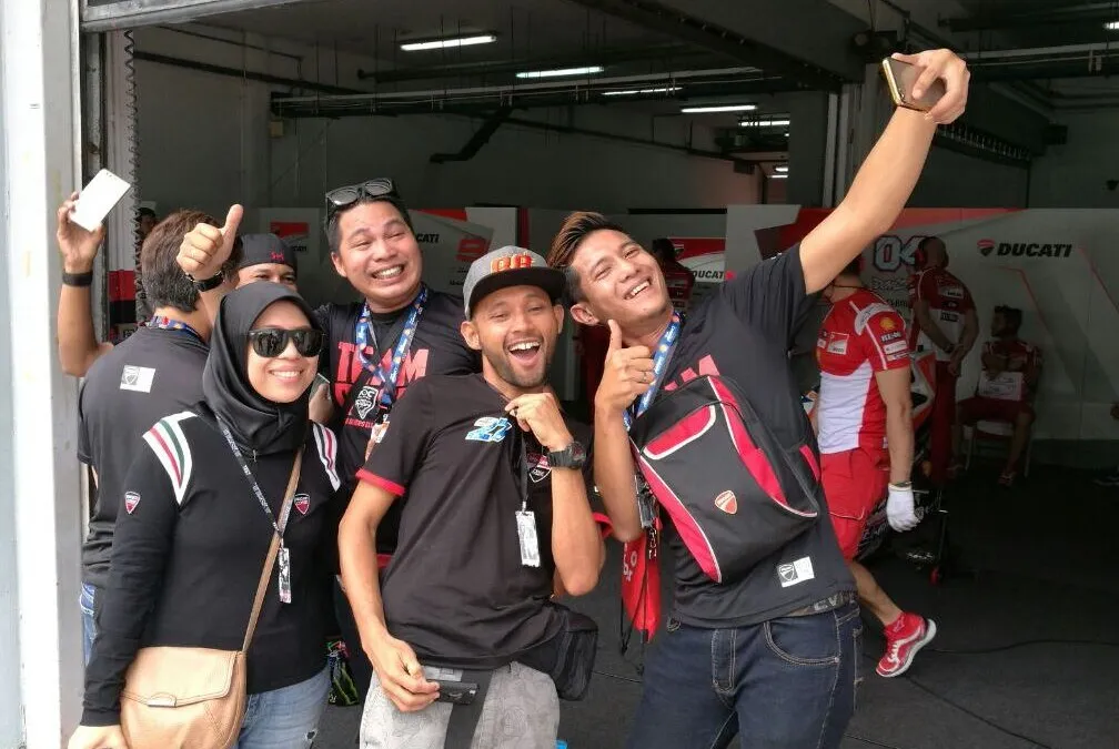 Enthusiastic Ducati Club Malaysia members taking wefies during the Ducat...