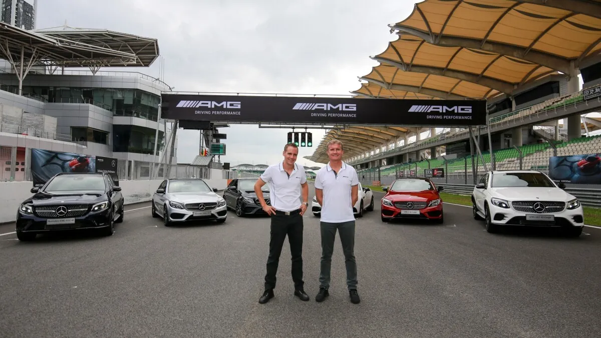 Mark Raine and David Coulthard with the Mercedes-AMG 43 series models