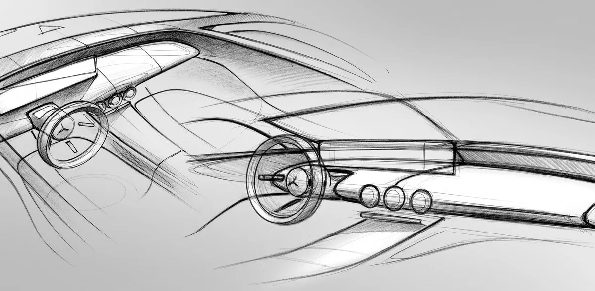 Mercedes-Benz A-Klasse, Interieur, Designskizze Mercedes-Benz A-Class interior, design sketch