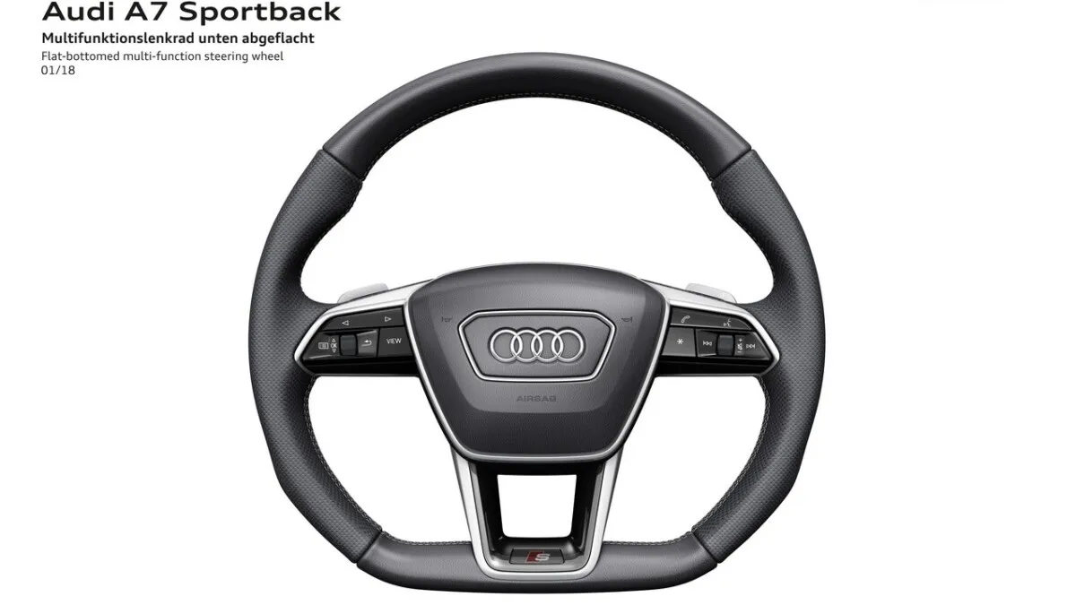 Flat-bottomed multi-function steering wheel