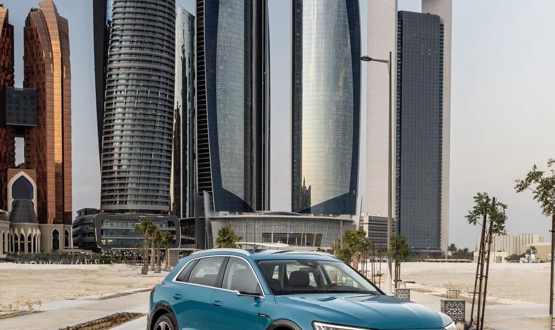 The Audi e-tron in Abu Dhabi,Static photo, Color: Antigua blue